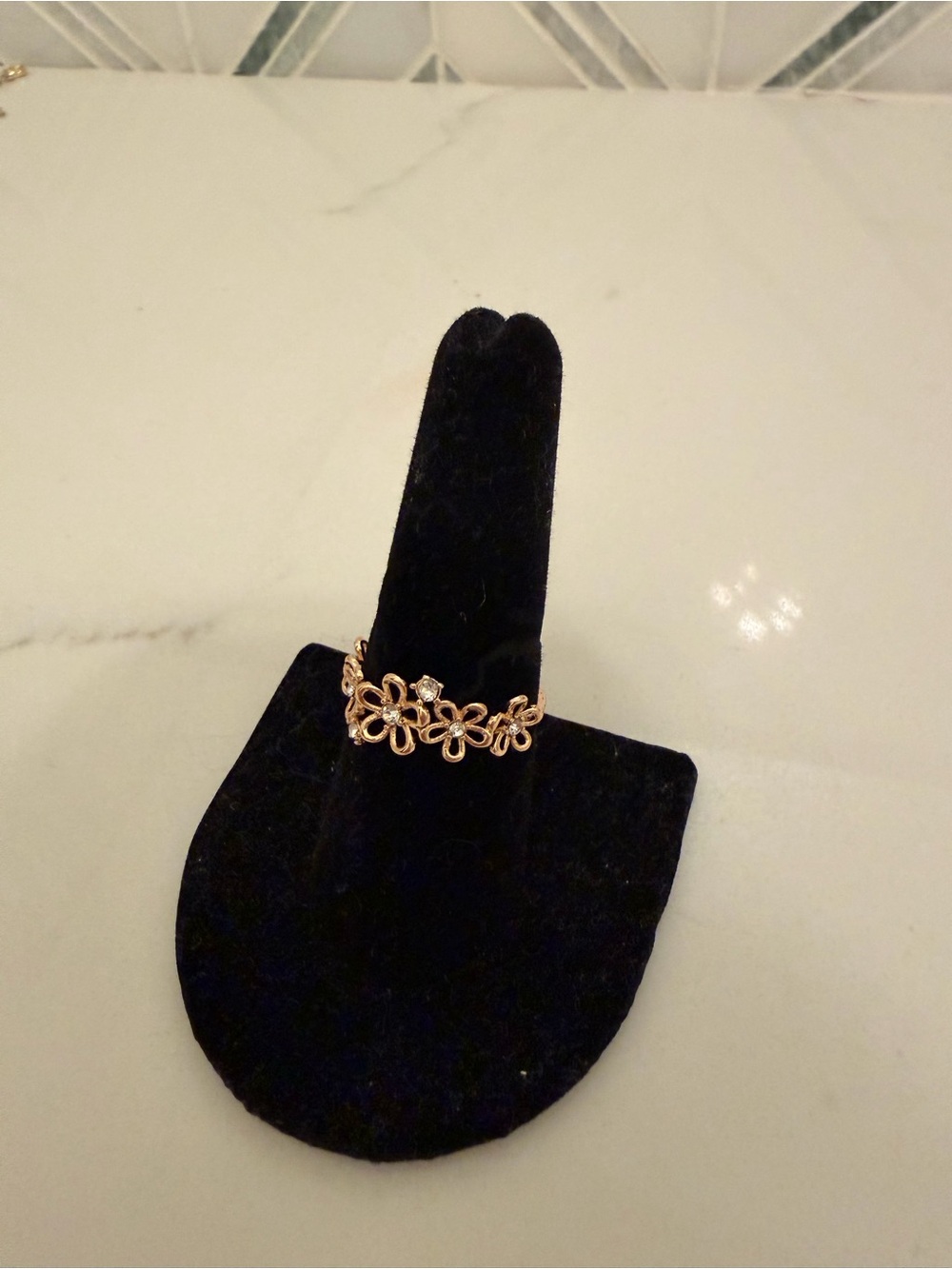 Floral Openwork Gold-Tone Women's Ring Size 10